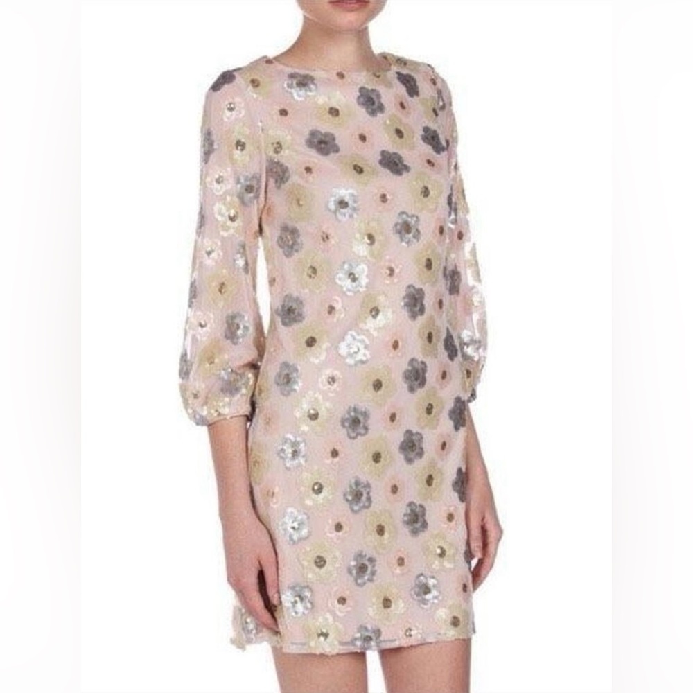 Isaac Mizrahi Pink Floral Sequin Dress, Size 6